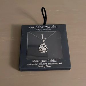 Belk sterling silver “L” necklace NWT